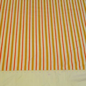 Striped Orange and Yellow Vintage Flat Sheet Fashion Manor Penn Crest Double Sz